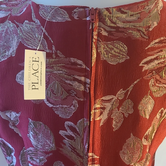 The Children's Place Floral Red Metallic Dress - Picture 4 of 6